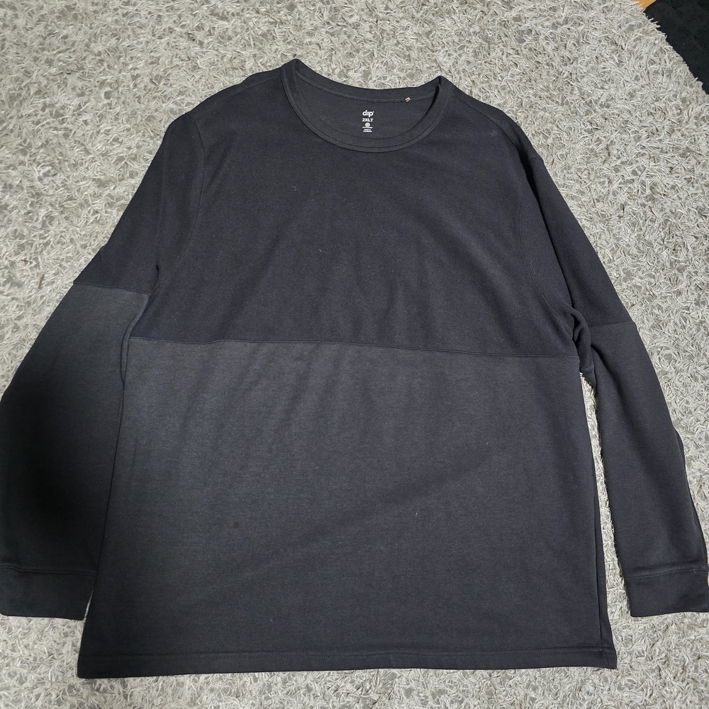 Men’s Black Long Sleeve Shirt Size XXL Crewneck Basic Casual Layering